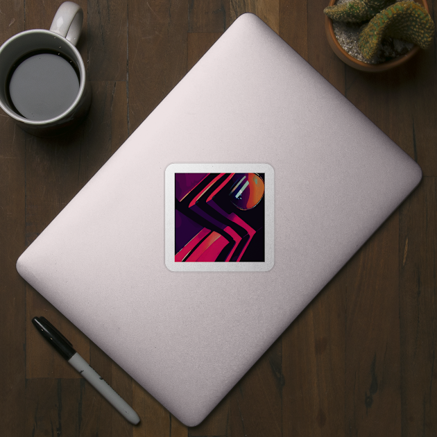 Pink Purple Orange Abstract Geometric Pattern by AmezMemesDesignz